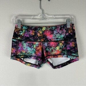 Fleo Multicolor Rainbow Dust 325 Athletic Athleisure Short Shorts Size Small